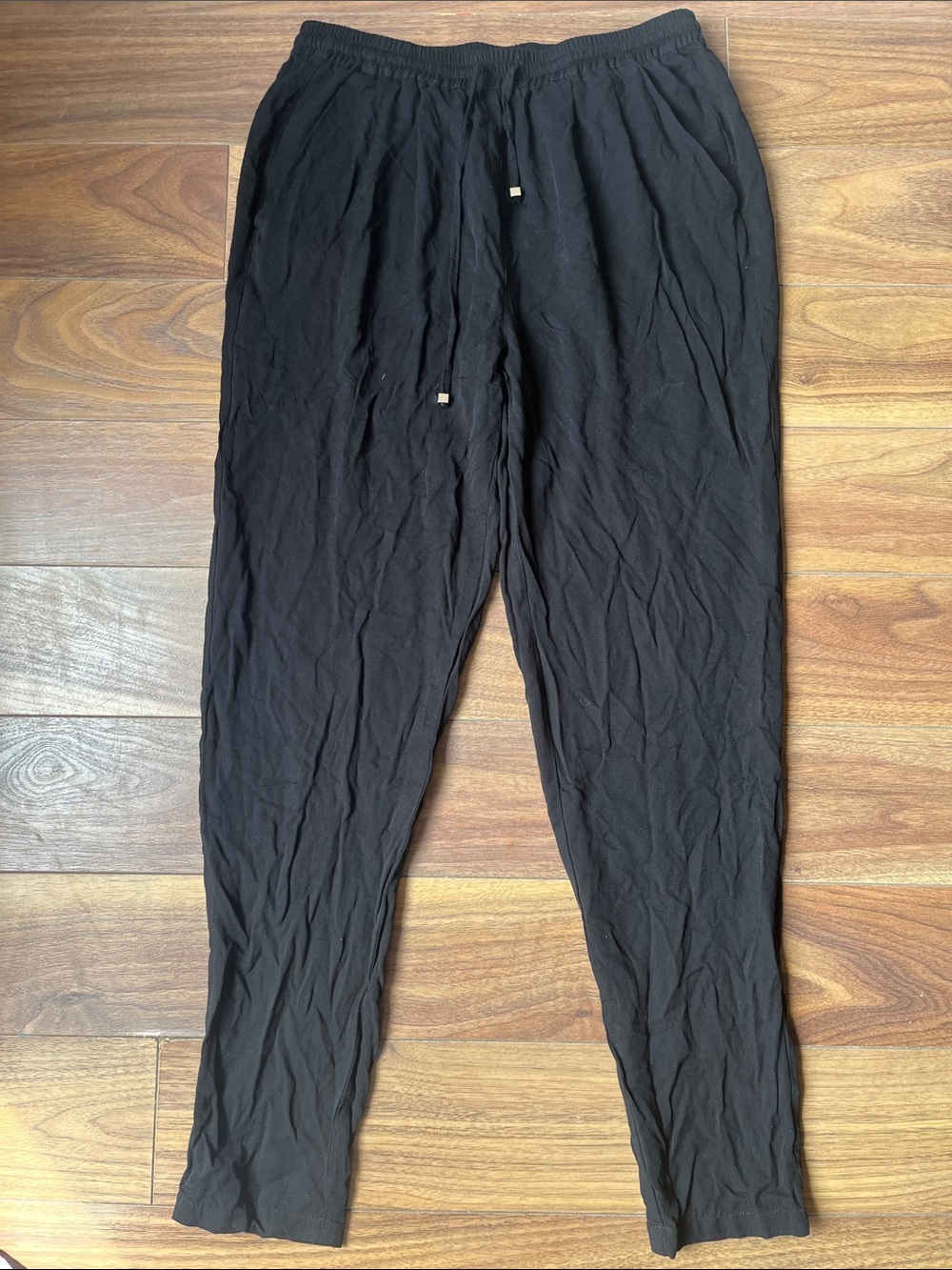 Dex Black Women's Drawstring Jogger Pants viscose with Pockets XS Summer